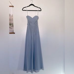 Azazie dusty blue dress about size 0/2